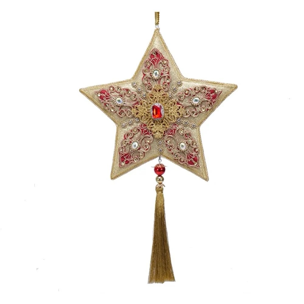 Elegant Gold and Red Star Ornament
